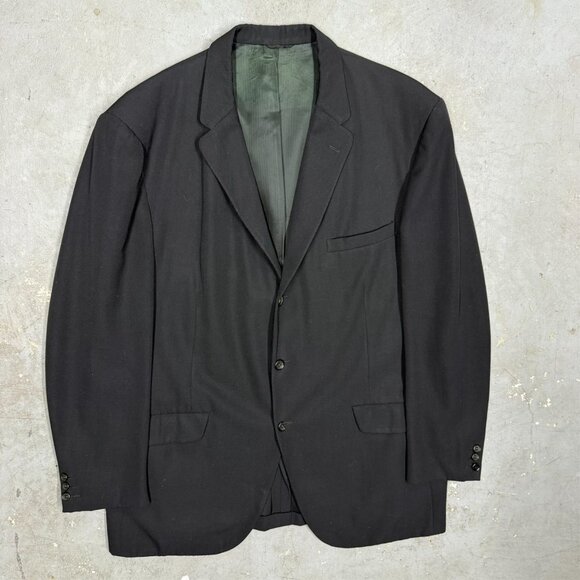 Vintage Bespoke 1961 Blazer Jacket Wool Heavyweight Sport Coat Black 46R - Picture 2 of 10